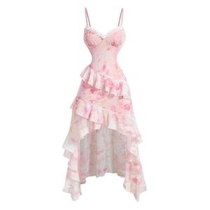 NWT SHEIN Mod Women's M Dress Romantic Lace Ruffle Hi Low Babydoll‎